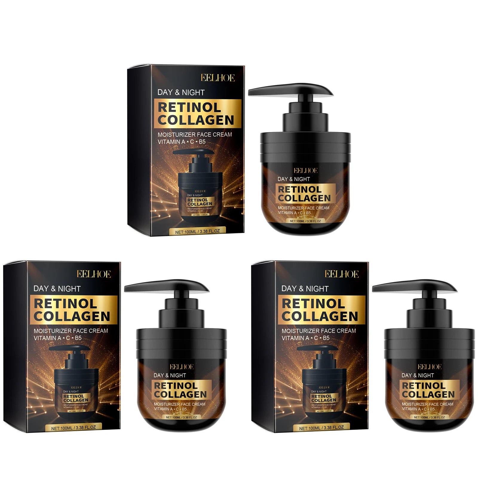 Retinol Face Cream Nourishing Tighten Brightening Skins Fade Dark Spot Wrinkles Day Night Anti Aging Moisturizing Firming Creams Peaceful Pleasures Health and Wellness 3 X 100ml Boxed