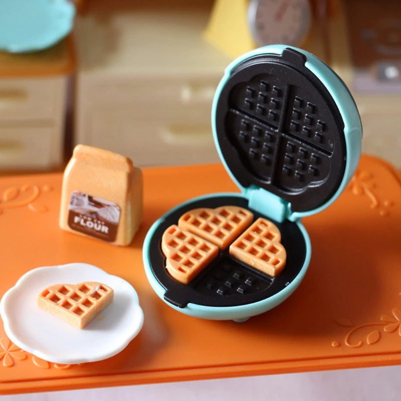Dollhouse Miniature Waffle Maker Toy – Pretend Kitchen Play