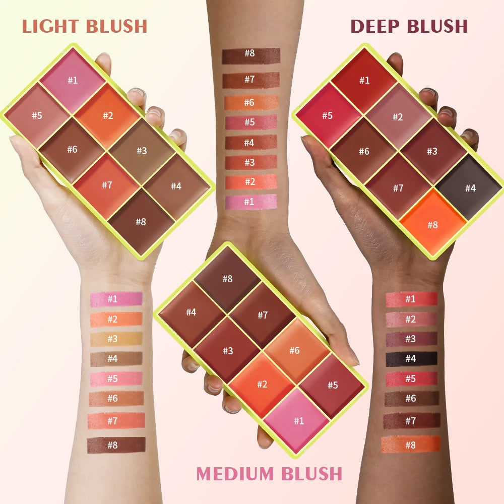 Eyebrow Cream Blush Curve Case Cream Cosmetics Highlighter Palette Matte Shimmer Finishes Shadow Tones Long-Lasting Cosmetics Peaceful Pleasures Health and Wellness