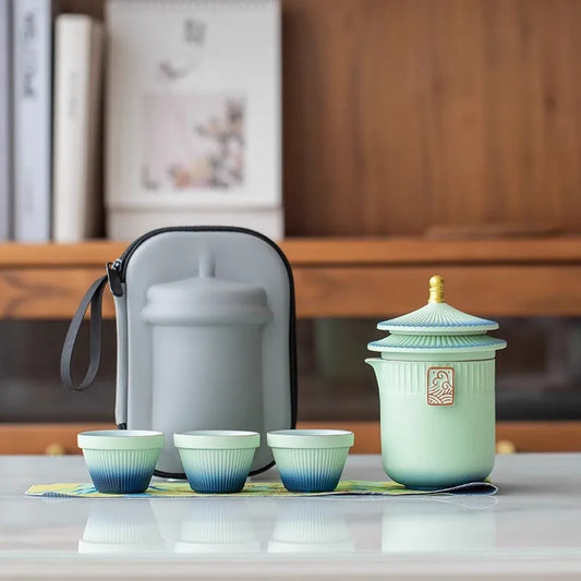 Palace Museum Ceramic Travel Tea Set | Chinese Style Ceramic Tea Set Peaceful Pleasures Health and Wellness