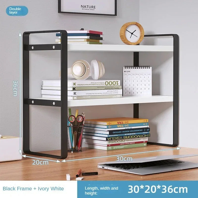 Desktop Wood & Iron Storage Shelf Desk Organizer Rack