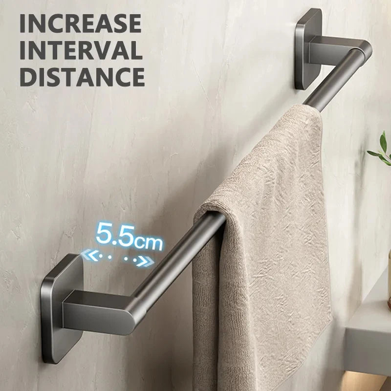 No-Drill Suction Cup Towel Bar | Wall Mount Aluminum Rack