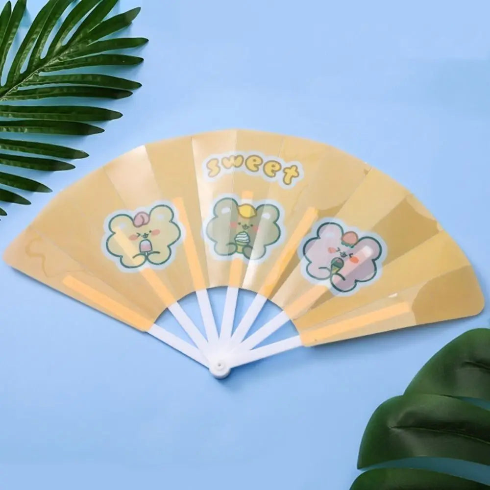 Portable Cartoon Folding 7-fold Fan Gifts PP Hand Held Fan Home Decoration Plastic Cartoon Folding Fan Peaceful Pleasures Health and Wellness 6