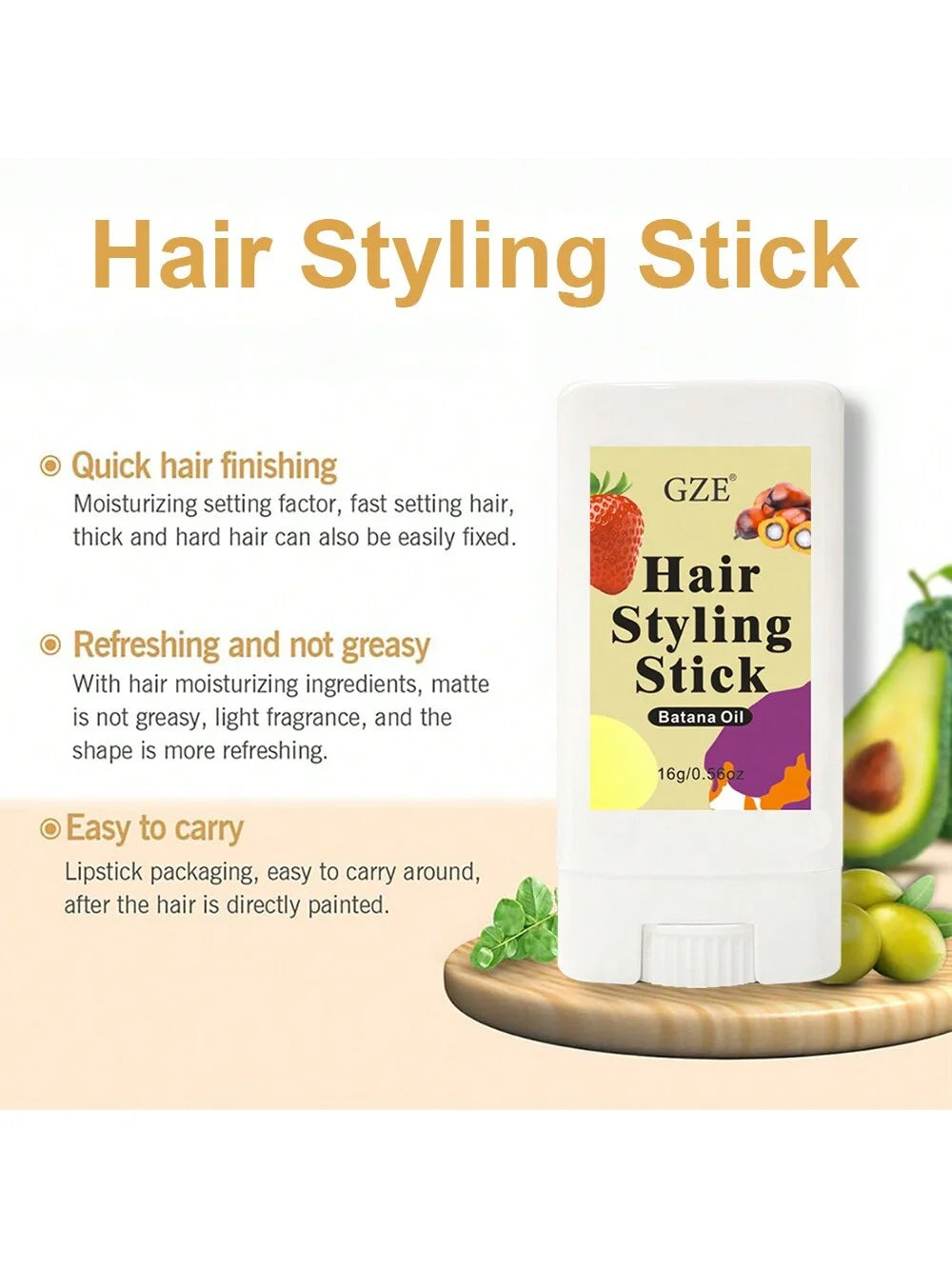 GZE Travel Hair Finishing Stick – Strong Hold & Anti-Frizz
