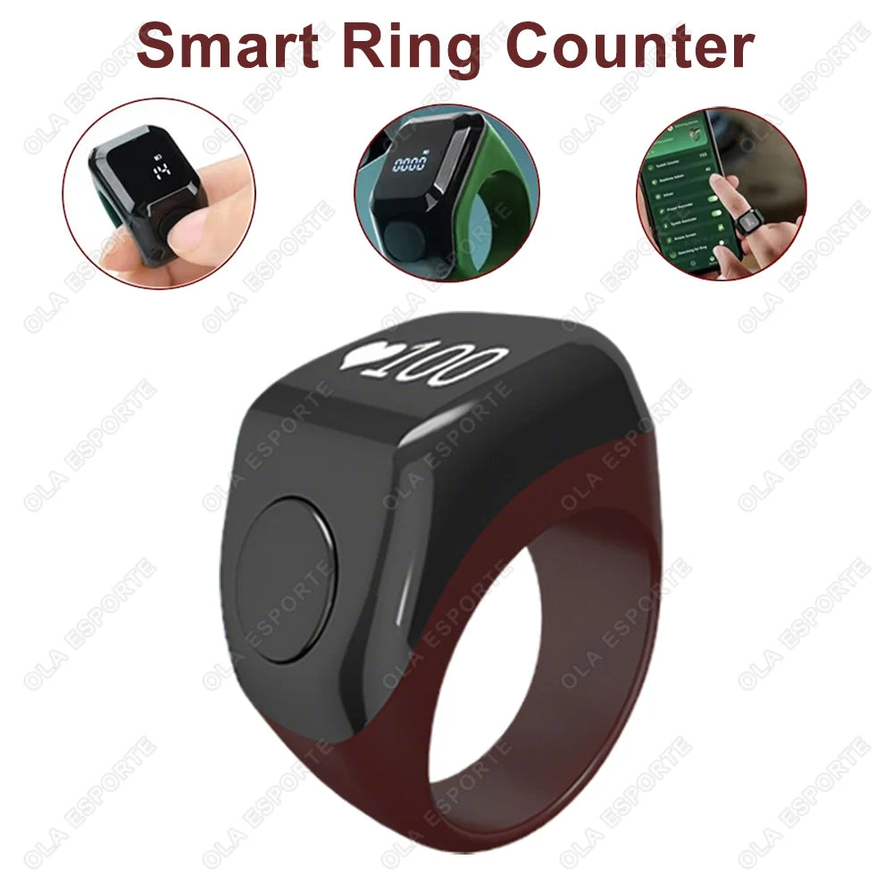 Smart APP Ring Counter Portable Digital Display Counter Bluetooth Counting Ring Time Reminder Wearable Tasbih Zikr Ring Misbah Peaceful Pleasures Health and Wellness Red 20