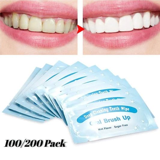 100/200pcs Deep Cleaning Mint Teeth Whitening Finger Wipes - Fresh Breath Oral Care Wipes Peaceful Pleasures Health and Wellness