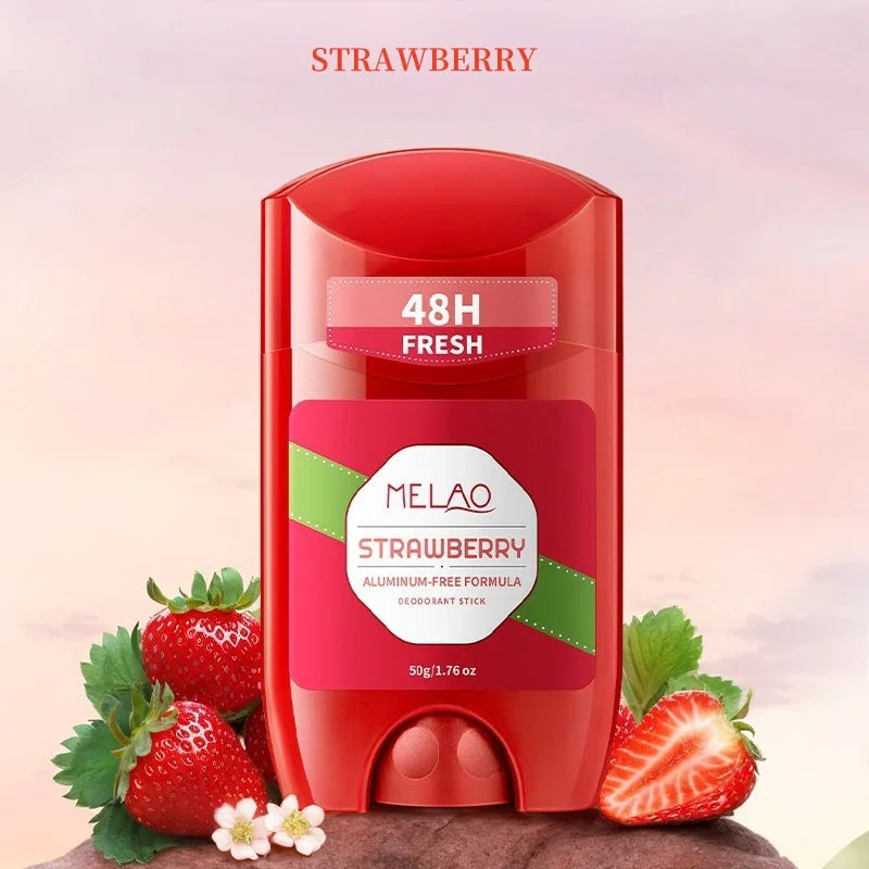 Strawberry Deodorant Stick 50g – Aluminum-Free 72-Hour Freshness