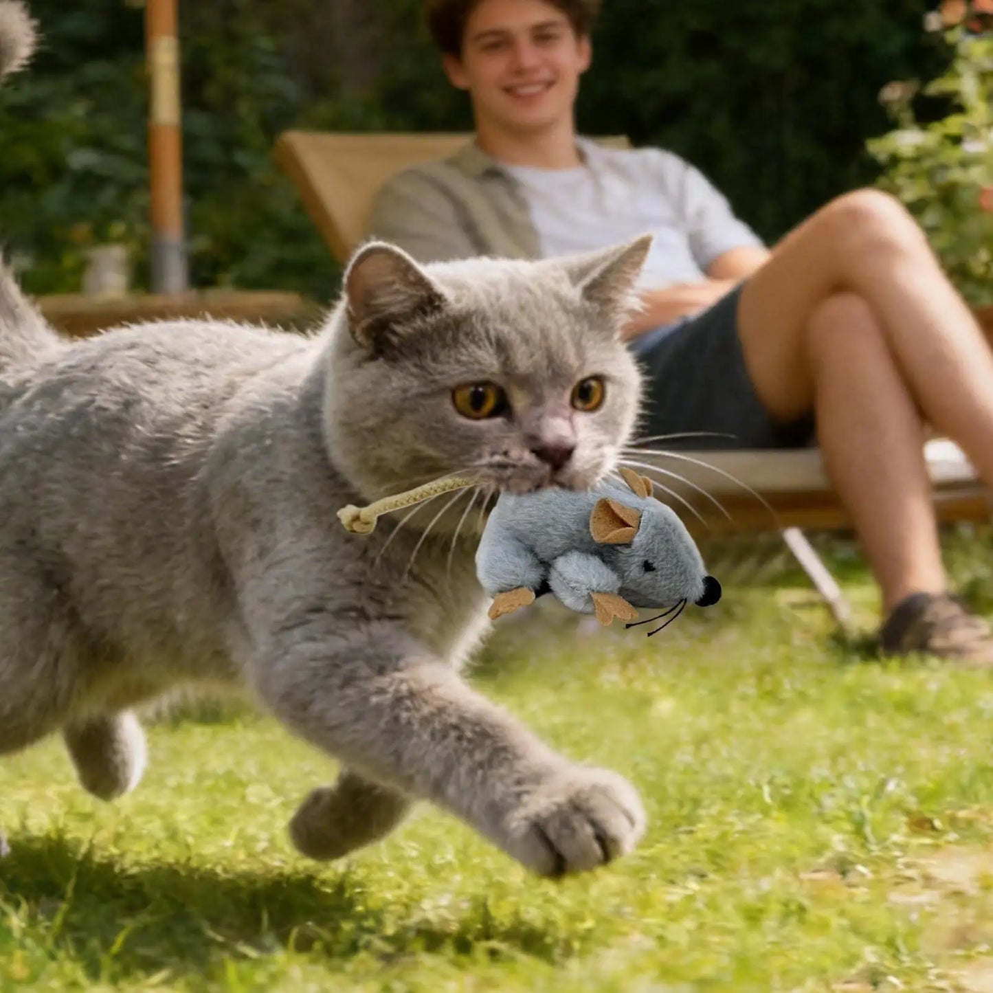 Plush Mouse Cat Toy with Sound & Moving Tail | Interactive