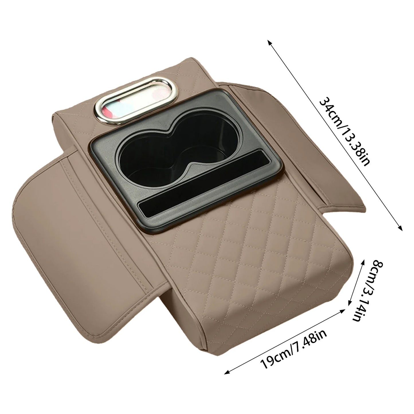 Universal Car Armrest Pad Convenient with Pocket and Tissue Box Bottle Holder Suitable for Truck SUV Van Peaceful Pleasures Health and Wellness