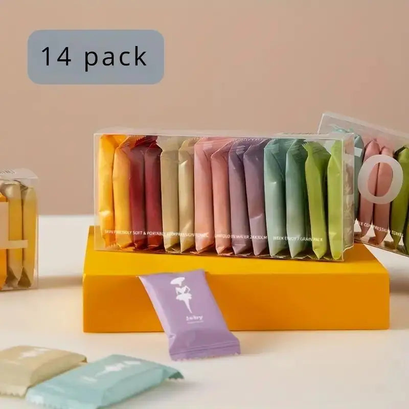One-time Compressed Towel Washcloth Thickens the Cotton Bath Towel Travel Clean Face Independent Packing Portable Face Towel Peaceful Pleasures Health and Wellness 14PCs