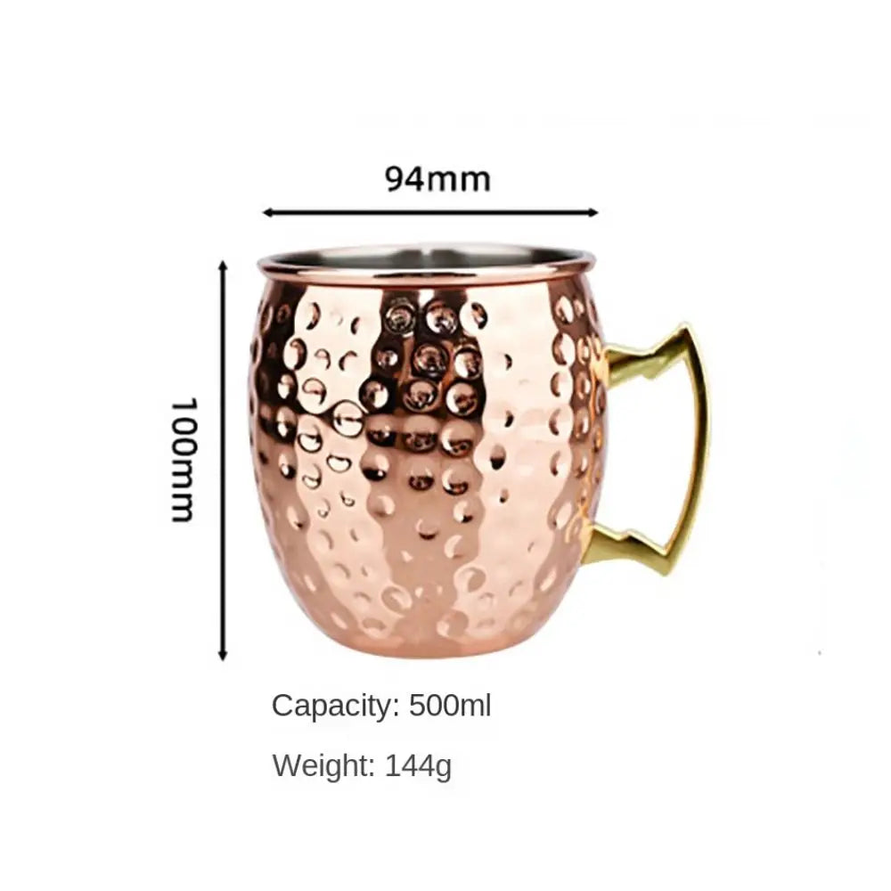 500ml Pure Copper Moscow Mule Mug | Handcrafted Brushed Cup