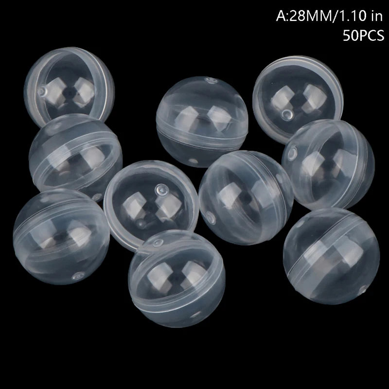 50Pcs/pack 28-50mm Can Open Transparency Plastic Capsule Toy Surprise Ball Tiny Container Making Things Model Gift Peaceful Pleasures Health and Wellness A-28mm