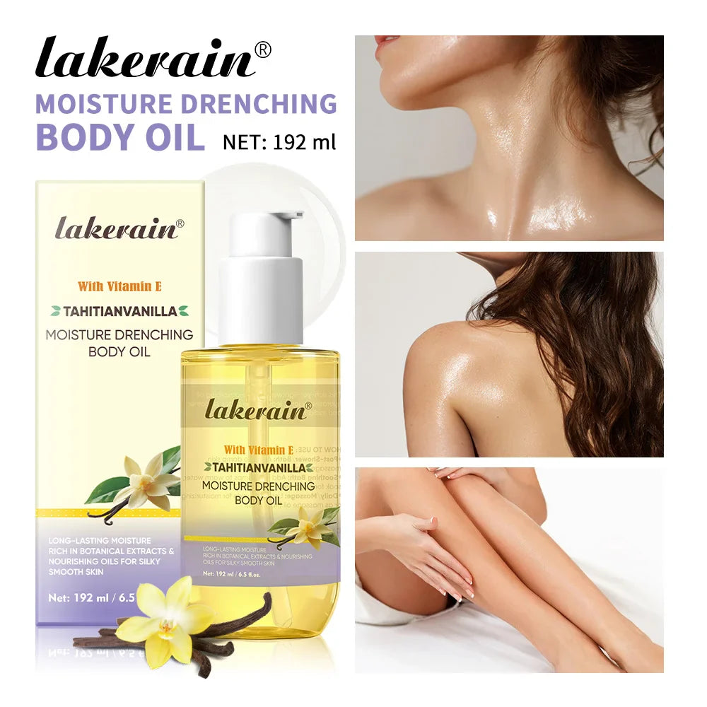 Lakerain Vanilla Body Oil – Deep Hydration, Non-Greasy 192ml
