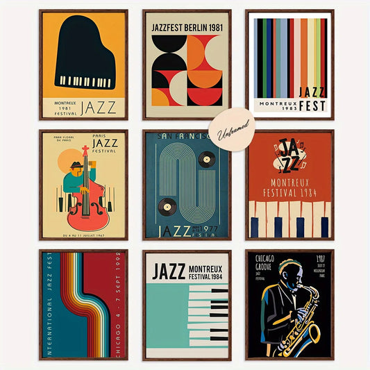 and vintage style wall art for music lovers, home, office, living room decoration, unframed Jazz poster decorative Peaceful Pleasures Health and Wellness
