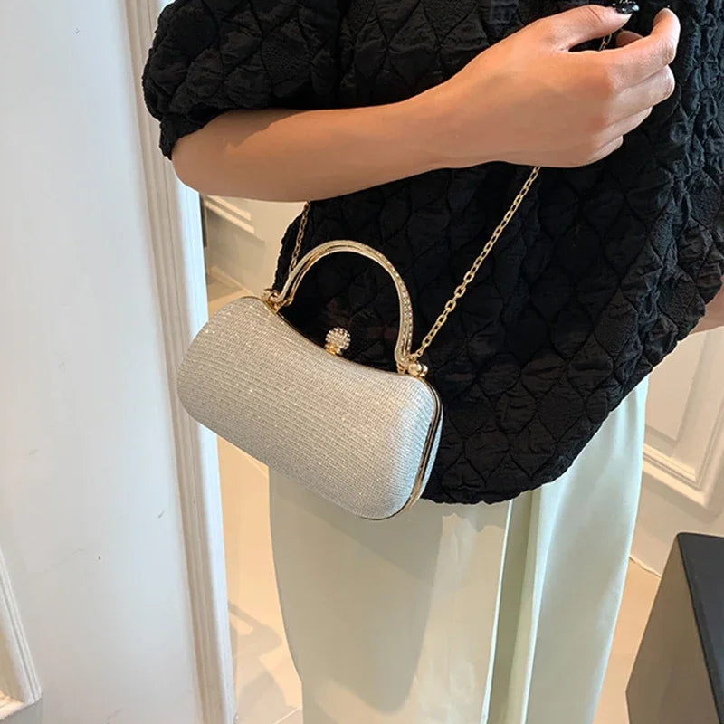 Gold Chain Clutch Shoulder Bag – Women's Evening Handbag