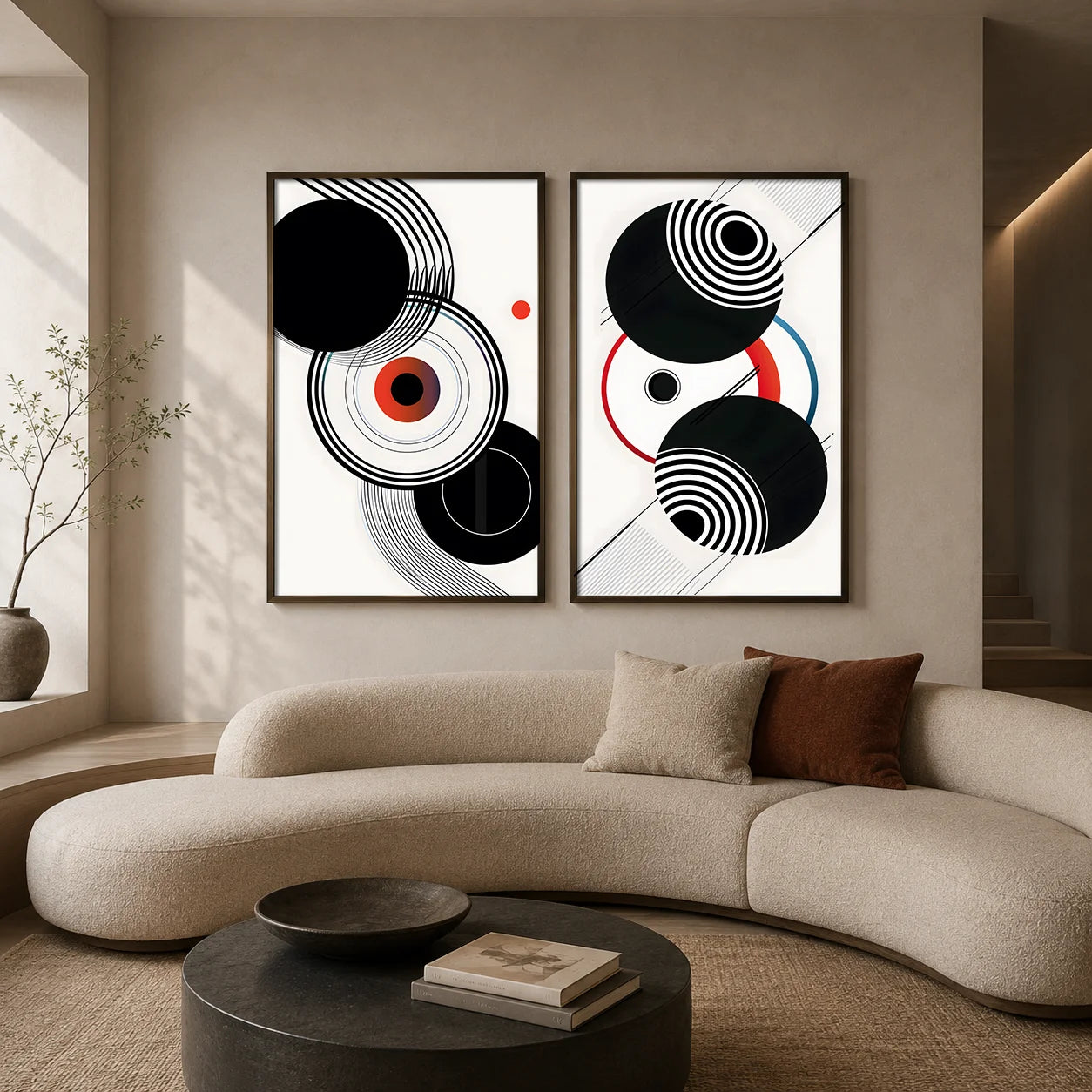 Abstract Wall Art Black and White Geometric Canvas Painting Modern Style Poster Prints for Lliving Room Wall Decor Peaceful Pleasures Health and Wellness