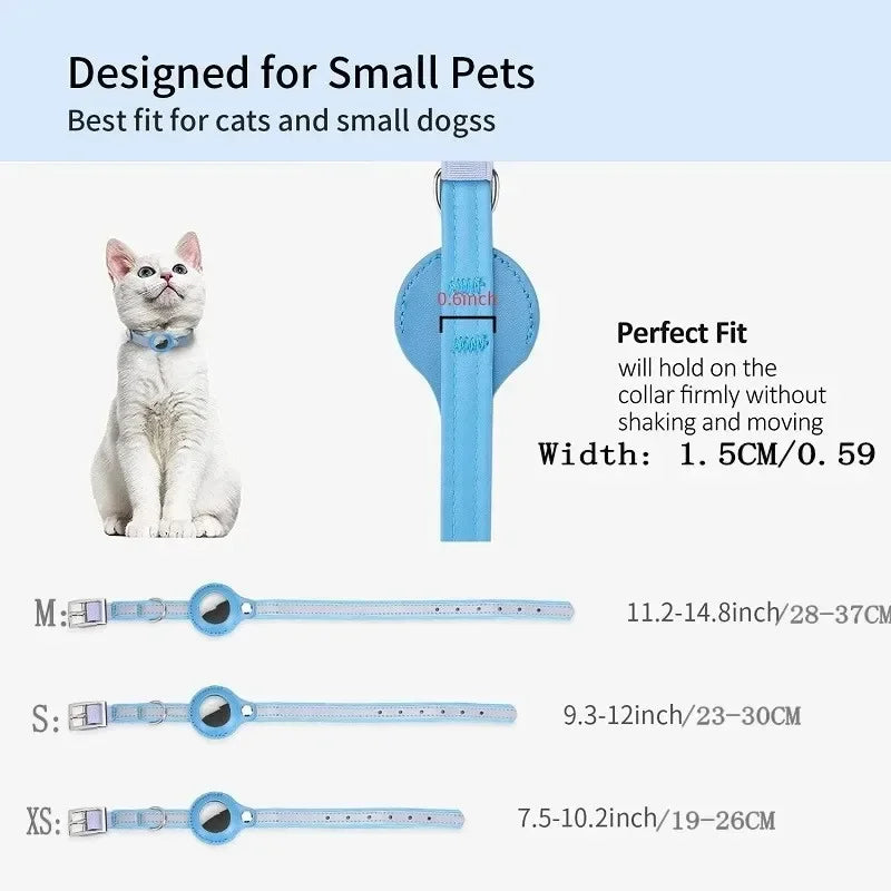 Leather Pet Collar with Apple AirTag Holder | Dog & Cat