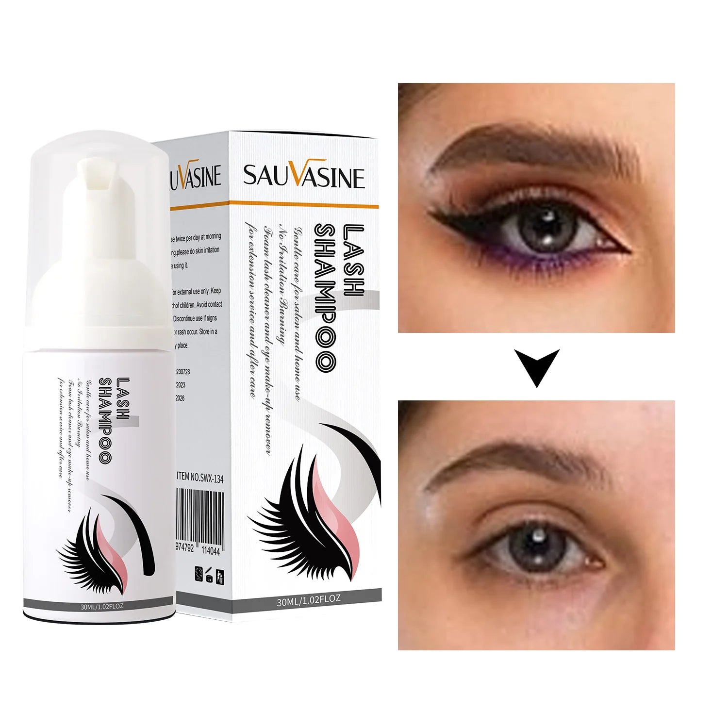 1/5PCS 30ml Eyelash Extension Shampoo Eyelid Foaming Cleanser Makeup Remover Glue Supplies for Professional & Home Use for Women Peaceful Pleasures Health and Wellness
