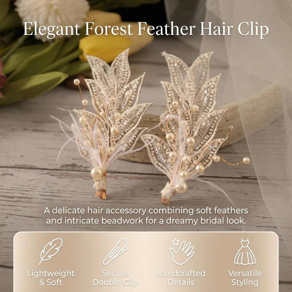 Bridal Hair Clip With Beaded Edge For Wedding Dress Accessories Peaceful Pleasures Health and Wellness