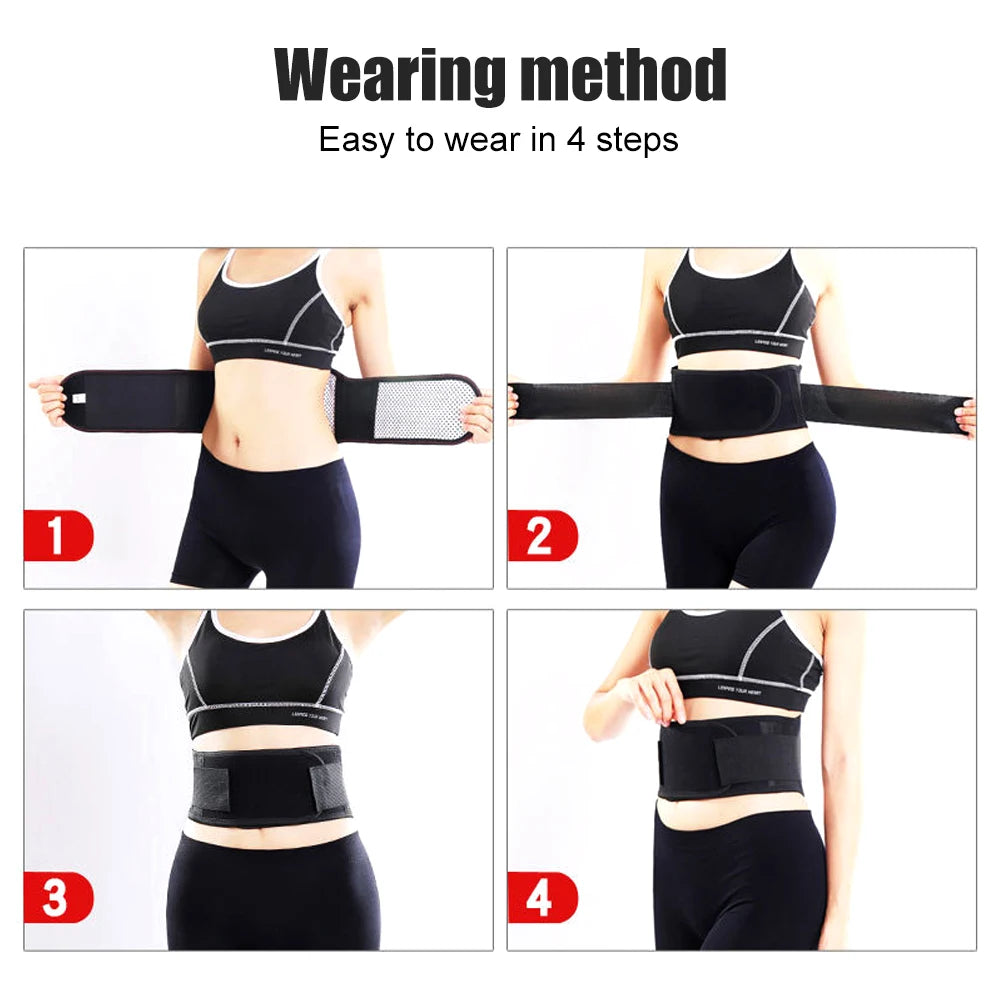 1PCS Magnetic Heated Back Brace Belt - Self Heating Lumbar Support for Pain Relief, Breathable Waist Support Belt for Men & Wome Peaceful Pleasures Health and Wellness