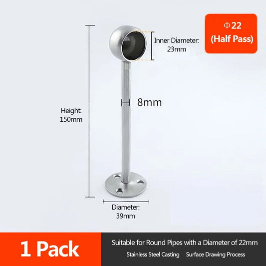 Stainless Steel Pipe Bracket 19/22/25mm | Wardrobe & Curtain Rod Pipe Bracket Oasis Select Long Half Pass 22mm 1pc