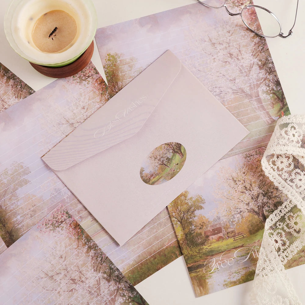 4 Sets Spring Countryside Envelope Letter Paper Gentle Retro Student