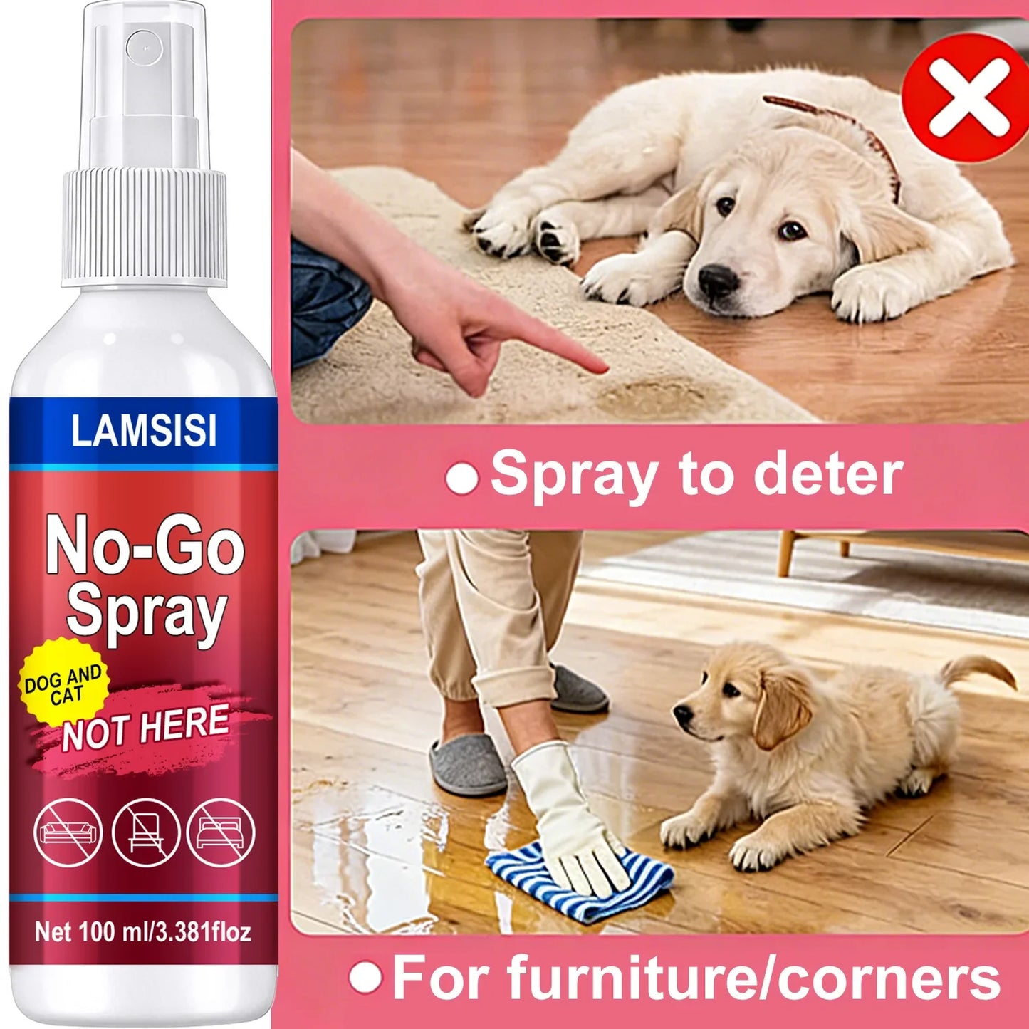 No-Go Spray for Dogs & Cats – 100ml Natural Pet Deterrent