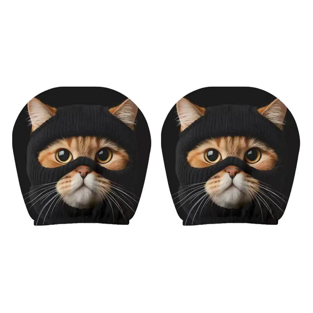2PCS Funny Animal Car Headrest Covers Universal Auto Seat Neck Pillowcase Cute Cat Dog Monkey Pattern Interior Decor for Sedan Peaceful Pleasures Health and Wellness D