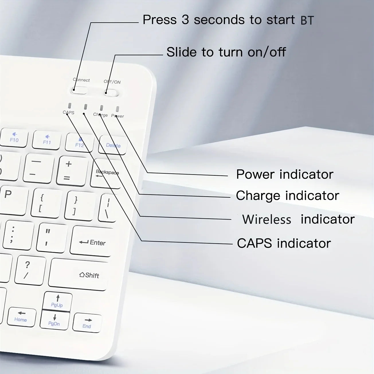 Ultra-thin Wireless Keyboard,10-inch Bluetooth-compatible Keyboard, Type-C Charging, for Tablet, PC, iOS, Android, Windows Peaceful Pleasures Health and Wellness