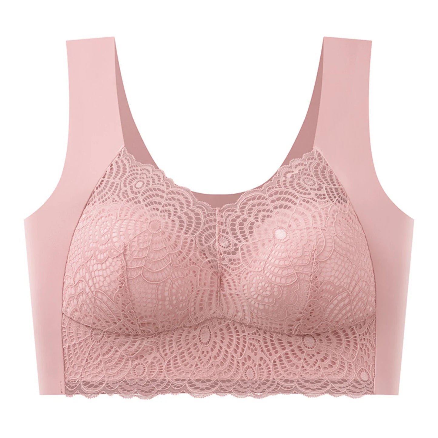 Women's Seamless Wireless Lace Bra – Wire-Free Anti-Shake Support
