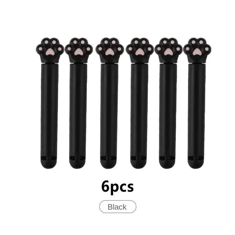 6pcs Cute Cat Claw Closure Clip Food Bag Clip Kitchen Snack Food Preservation Sealed Clip Kitchen Accessorie Tools Peaceful Pleasures Health and Wellness black