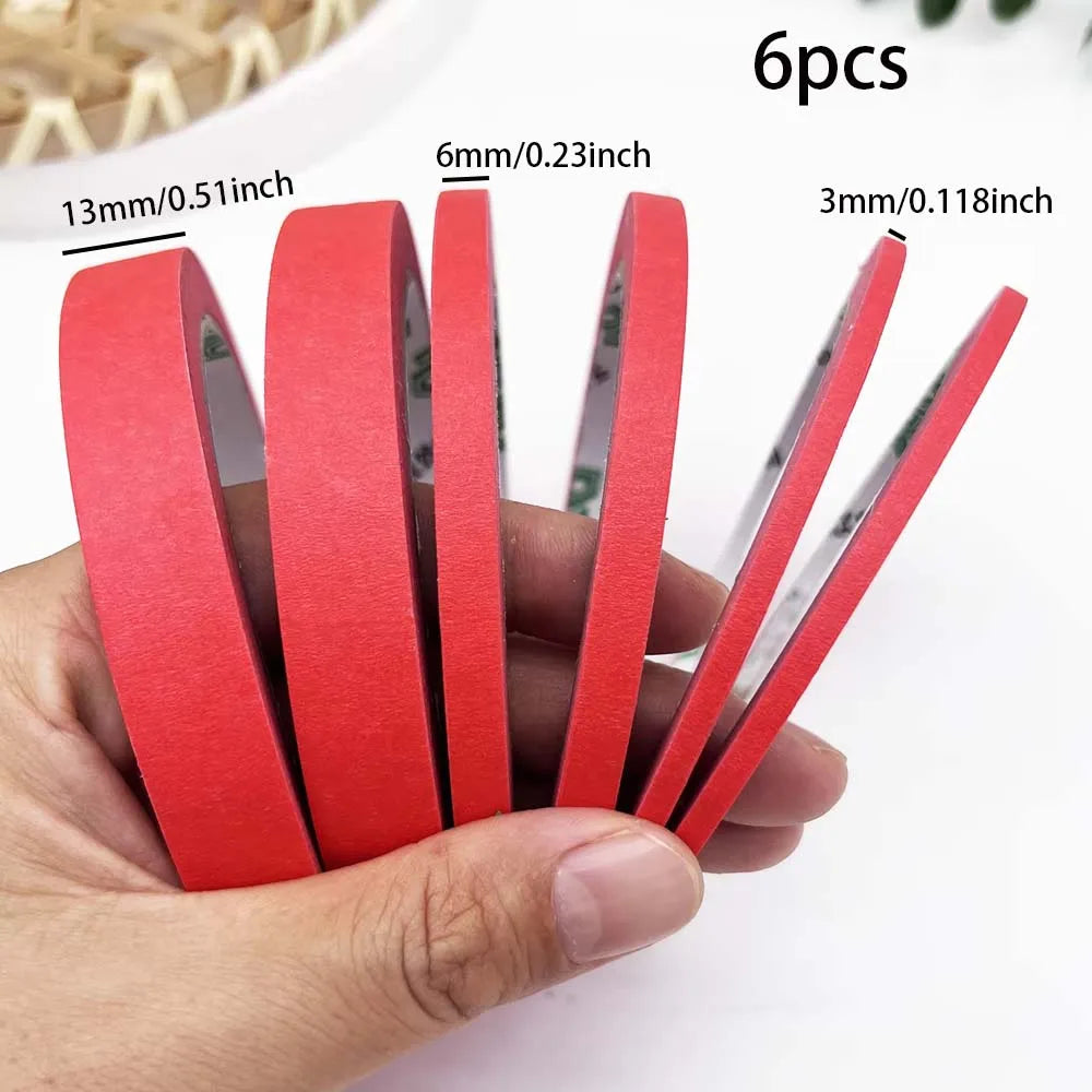 Red Masking Tape 3/6 Pack – Painters Bulk Craft Tape 8mm