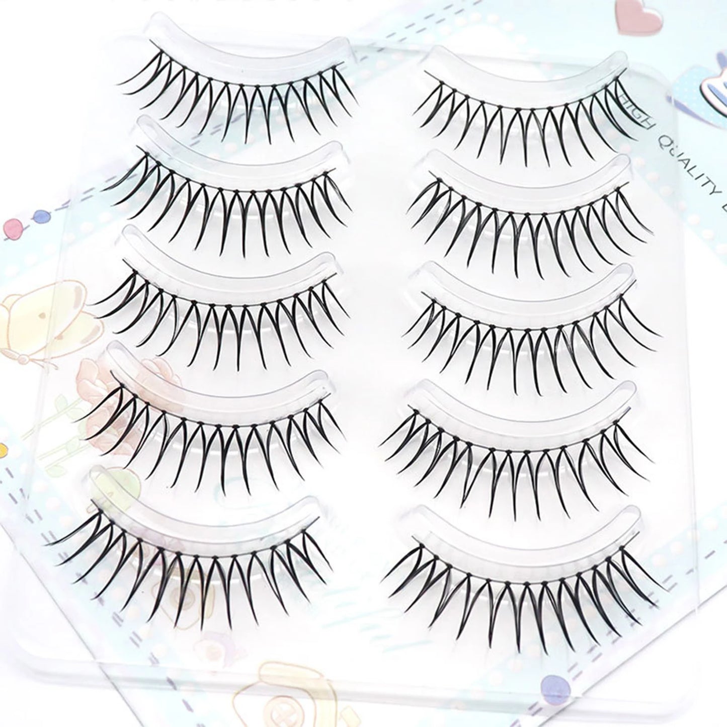 U Shape Korean False Eyelashes – 5 Pairs Natural Strip Lashes