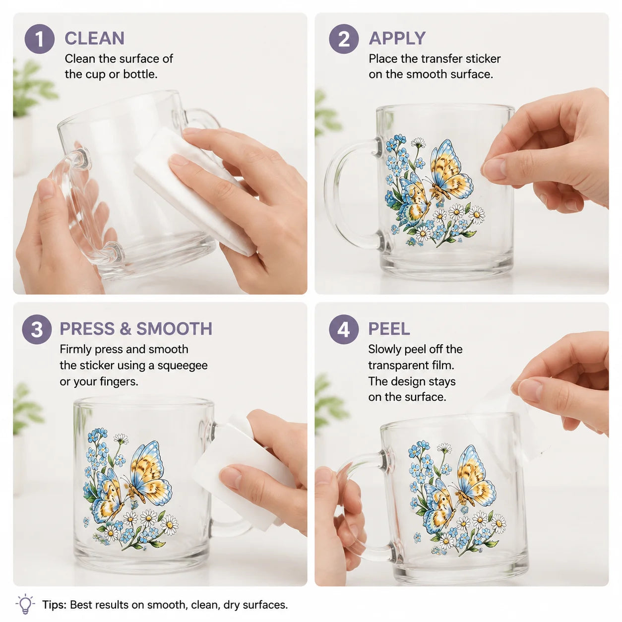 Butterfly Floral UV DTF Stickers – Waterproof Decals for Cups