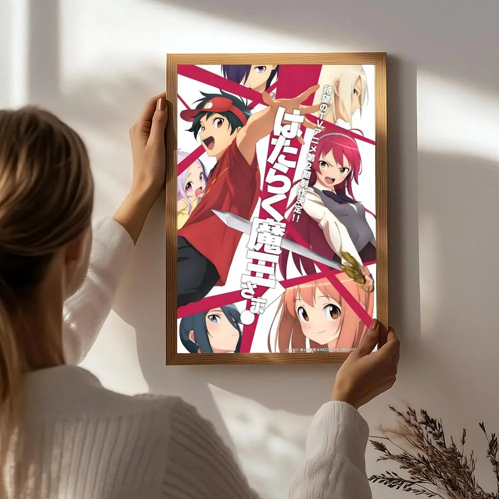 Anime T-The Devil Is a Part-Timer! Poster HD Self Adhesive Waterproof Wall Art Ideal for Home Office Dorm Bedroom Great Gift Peaceful Pleasures Health and Wellness White7 30X40cmNoframe