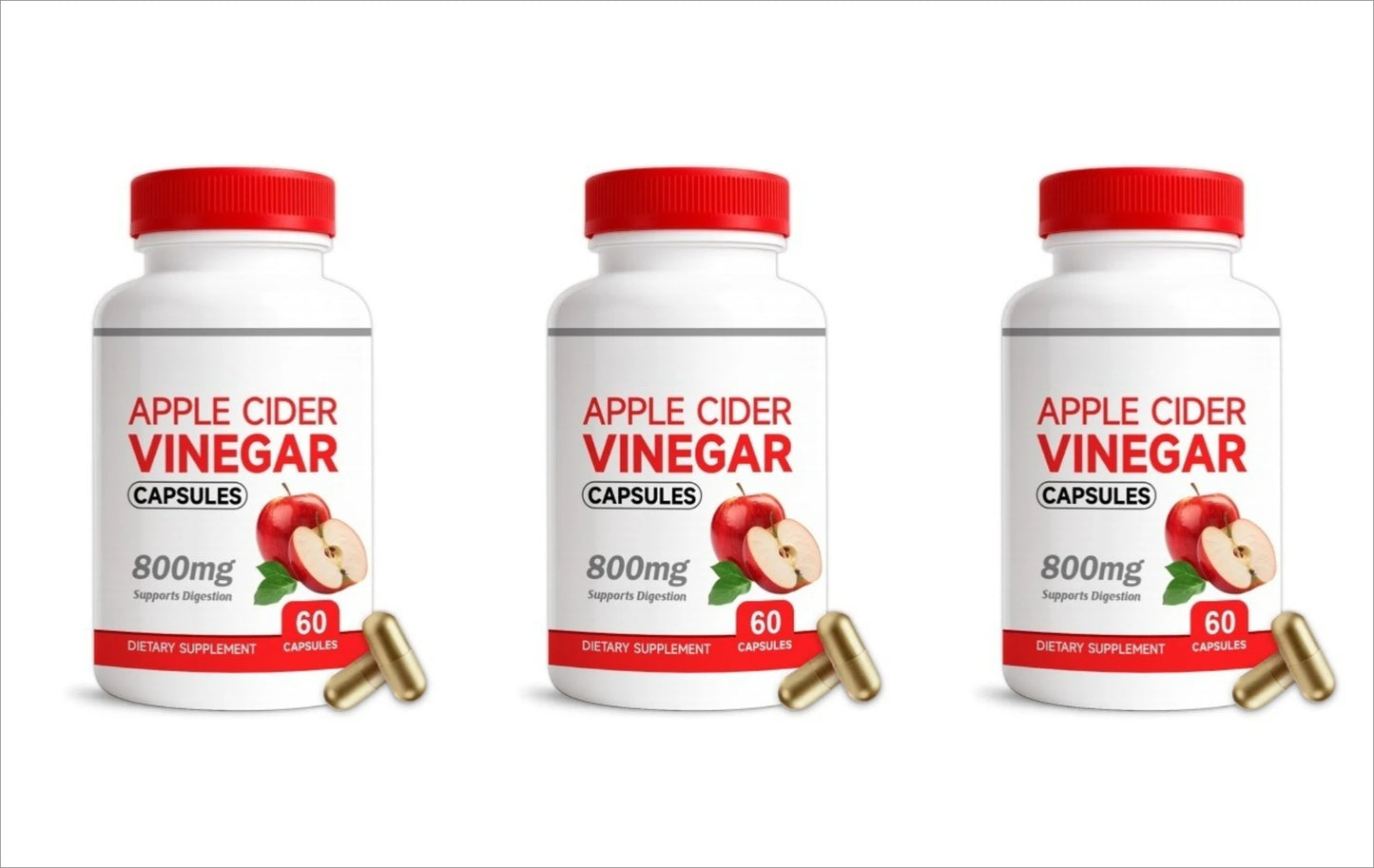 Apple Vinegar Capsules Daily Nutrients Mild Ingredients Balance Maintenance Dietary Supplement Peaceful Pleasures Health and Wellness 3bottles 180capsul