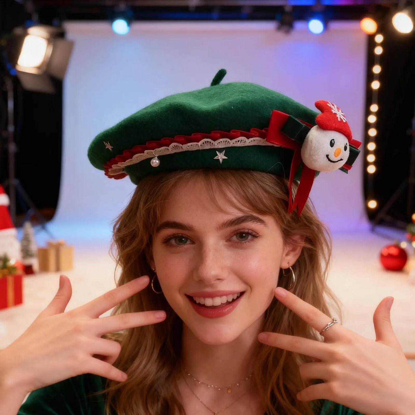 Women's Wool French Beret Hat | Winter Festive Headwear