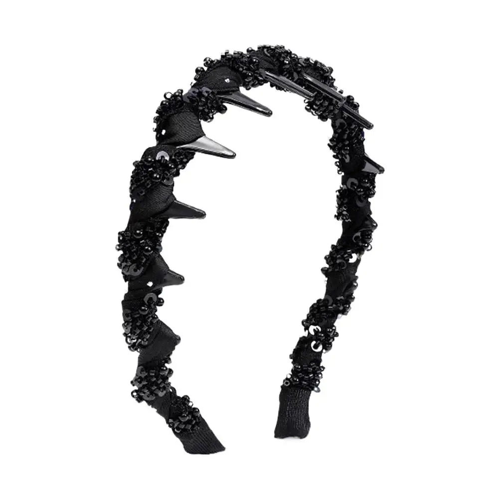 Women Beaded Wrap Headband Wash Face Toothed Non-slip Hair Hoops Headbands Hair Arrangement Fashion Headwear Peaceful Pleasures Health and Wellness Three-layer