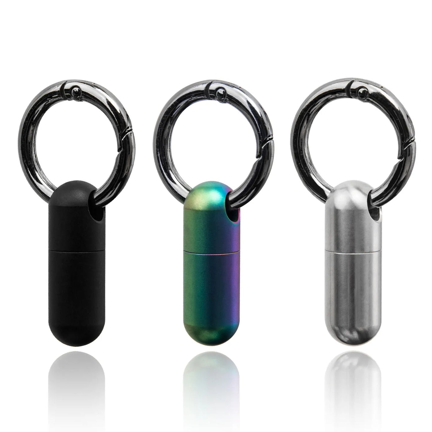 Pure Titanium Waterproof Bunker Portable Small Pill Box Sealed Waterproof Keyring Mini Carry-on First Aid Pill Bottle Three Colo Peaceful Pleasures Health and Wellness