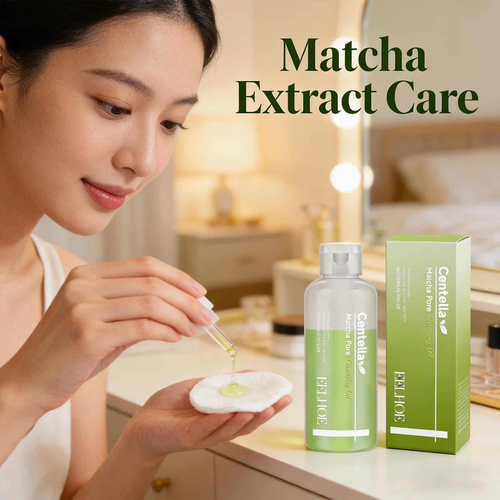 Matcha Cleansing Oil Gentle Remove Blackhead Shrink Pore Refreshing Control Oil Moisturizing Face Makeup Remover Oil Skin Care Peaceful Pleasures Health and Wellness
