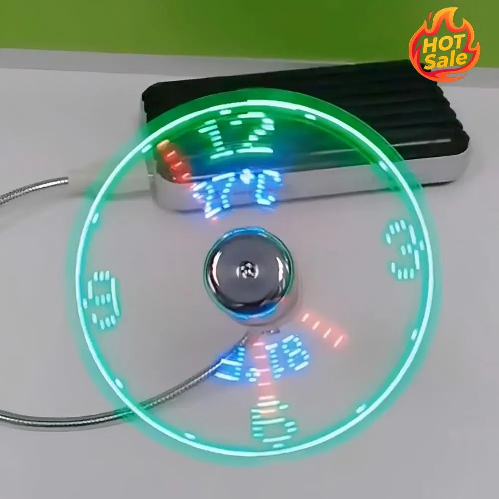 VODOOL USB Mini Fan with LED Clock & Temperature Display