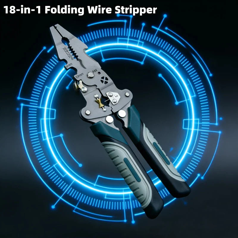 Foldable Wire Stripper Crimping Plier 5-in-1 Electrician Tool