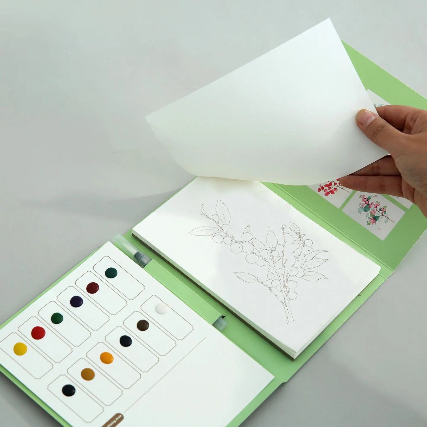 Bview Art Watercolor Coloring Book Adults Tri-fold Design Built-in