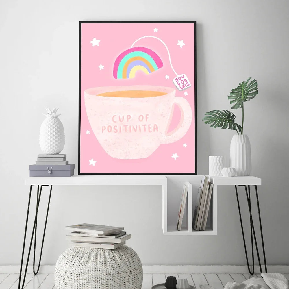 Scandinavian Minimalist Pink Canvas Wall Art | Girl Bedroom Print