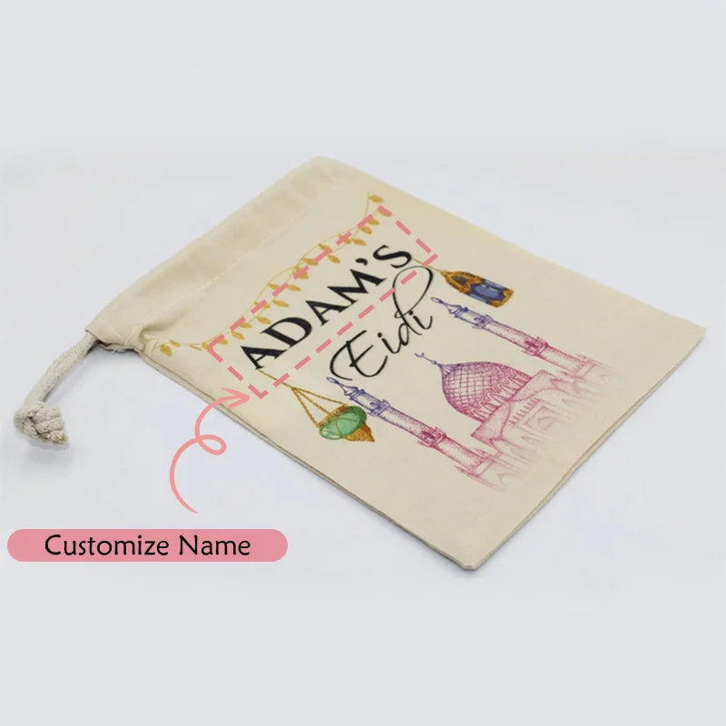 5-Pack Personalised Eid Mubarak Gift Bags | Custom Name Eidi Personalised Gift Bags Peaceful Pleasures Health and Wellness Eidi Lanterns message us 5 names 5pcs 13x18cm