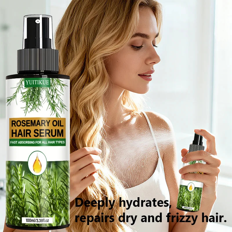 YUITIKUE Rosemary Oil Hair Serum Fast Absorbing Hair Care Spray for All Hair Types Scalp Treatment Hair Oil 100ml Peaceful Pleasures Health and Wellness