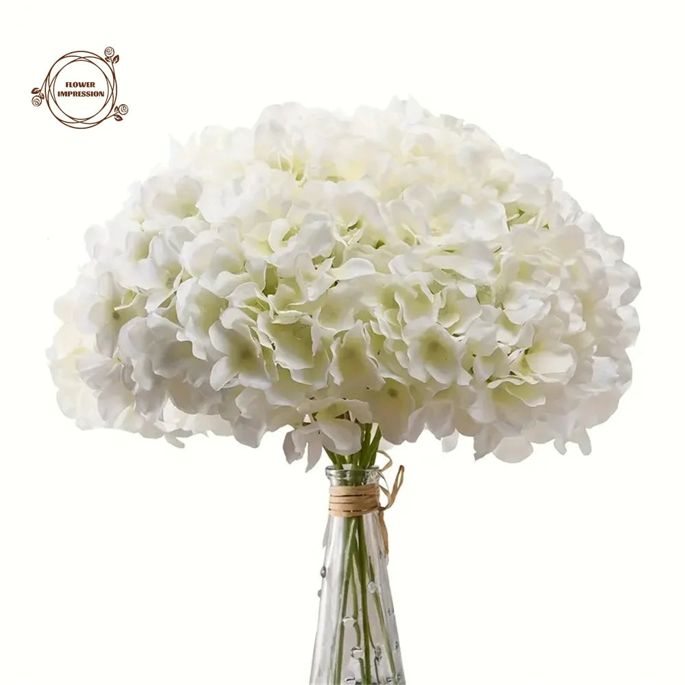 10pcs Silk Artificial Hydrangea Flowers with Stems | Wedding Decor