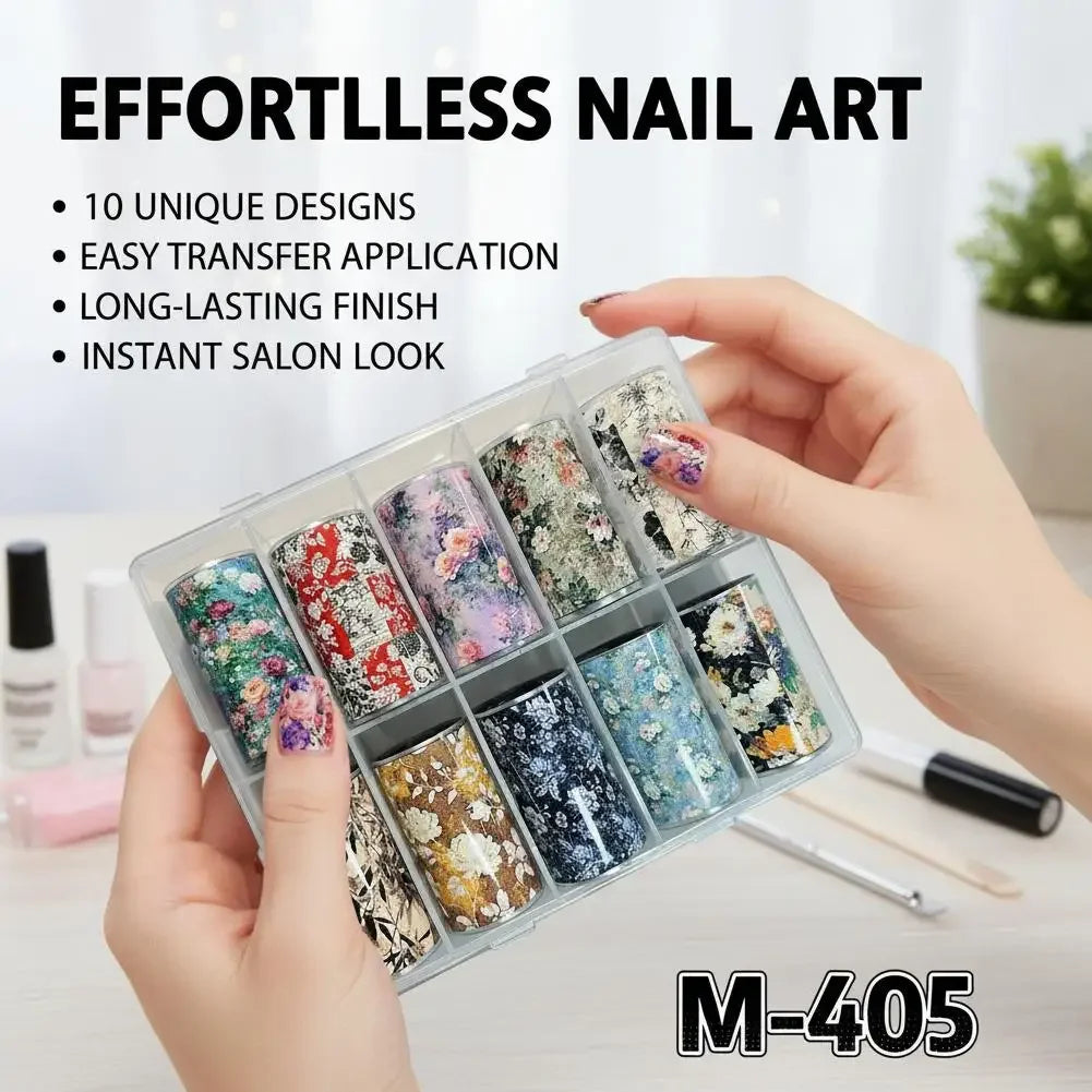 10 Rolls Flower Nail Foil Nails Art Design Stickers Decals Holographic Foils Paper Starry Sky Star Transfer Foil Nail Decoration Peaceful Pleasures Health and Wellness