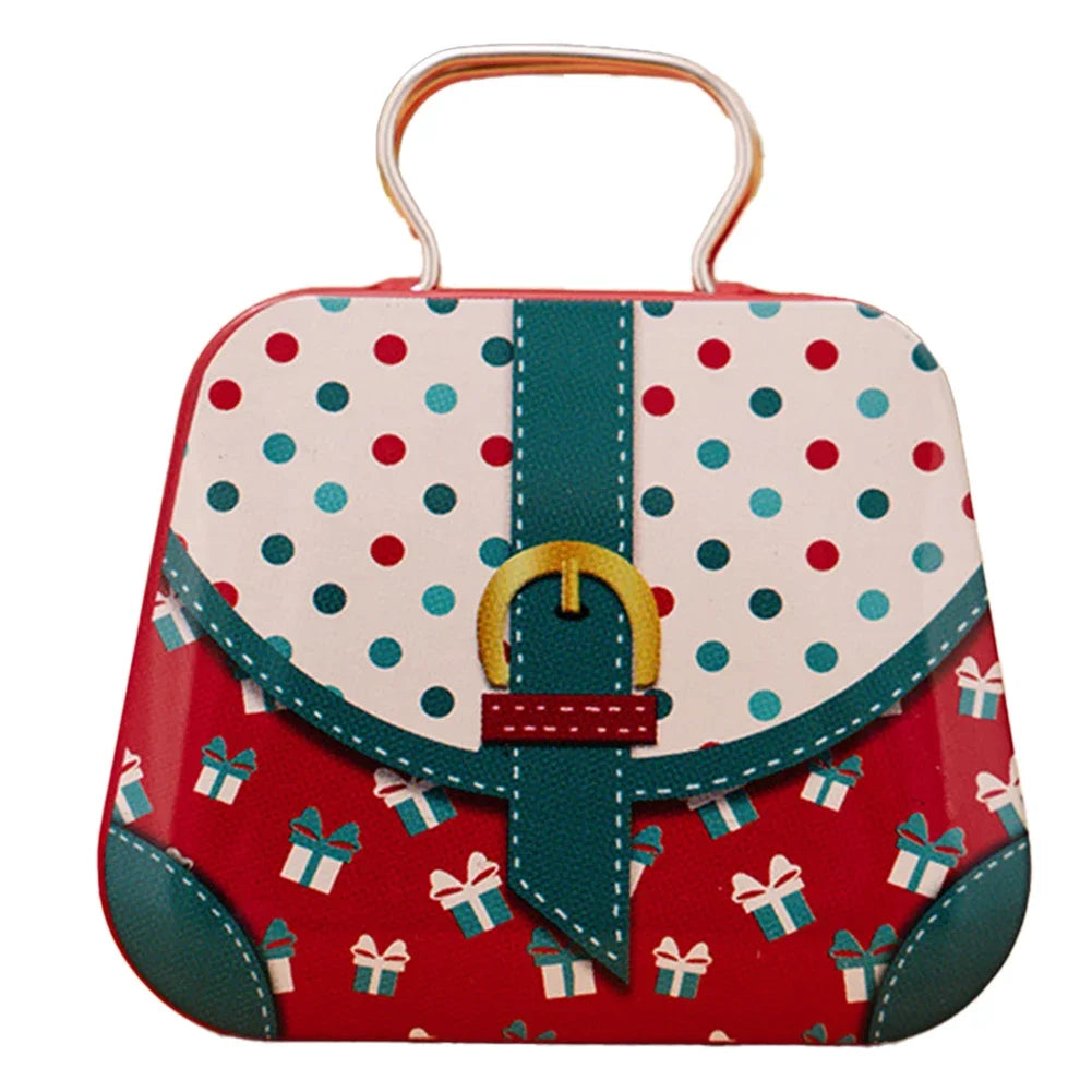 Christmas Metal Cookie Tin Box – Festive Handbag Treat Storage