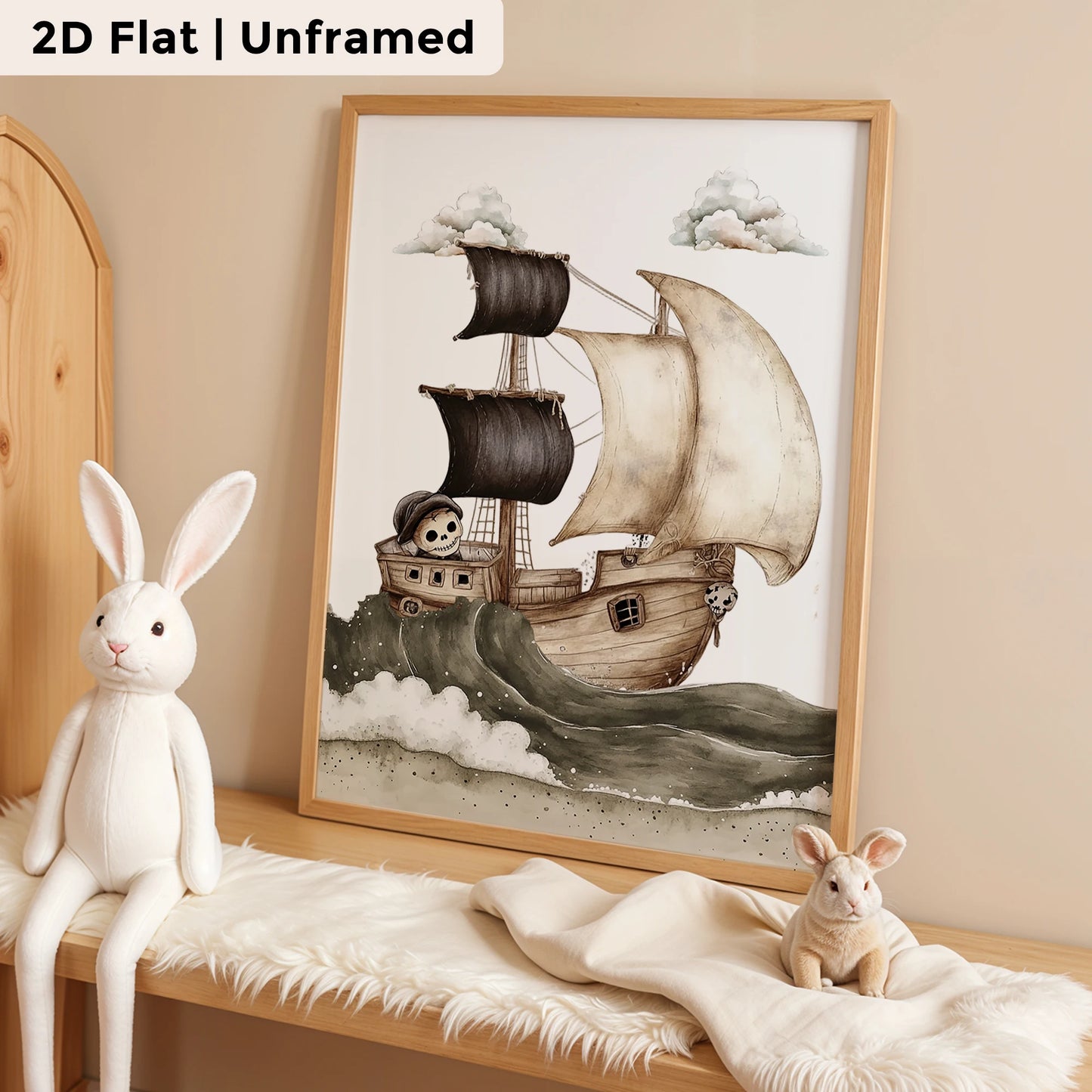 3-Piece Cartoon Pirate Parrot Canvas Wall Art | Kids Room Decor